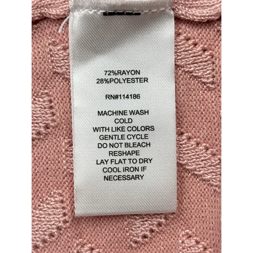 Retrology Pink Textured Knit Mock Neck Ruffle‎ Sweater Large Long Sleeve Top
